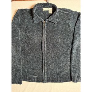 White Stag Sweater Jacket Women's Size XL 16/18 Blue Zip-up Front Heavy duty